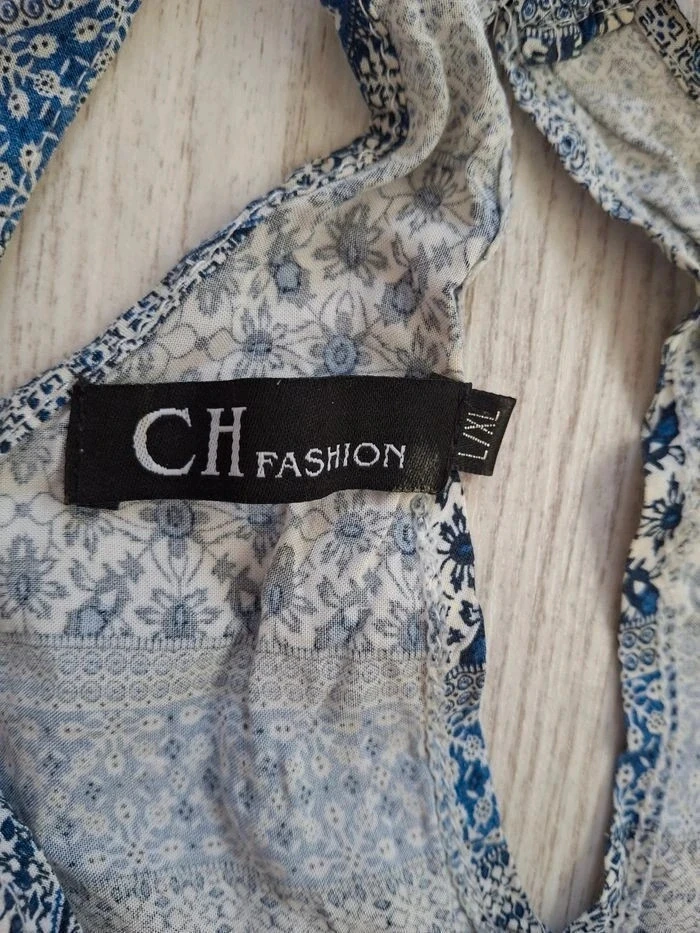 💙 Superbe halter/top sin mangas de mujer bohemio fluido azul/blanco CH Fashion – Talla XS/S 💙 – photo 7